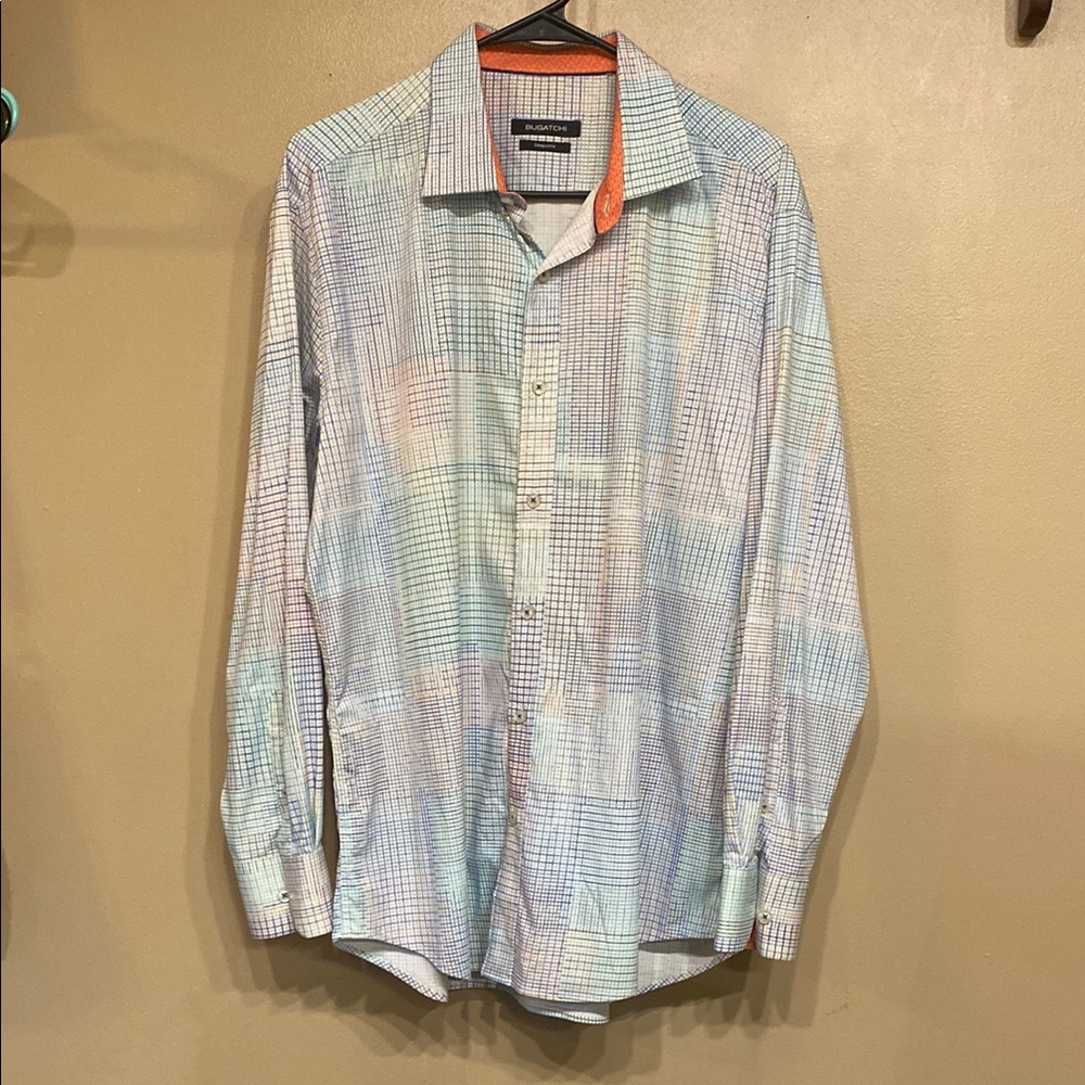 Bugatchi Casual Button Down Shirt in Blue and Orange